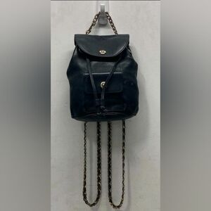 Dylan Kain Romy Black Leather Mini Backpack with Gold Accents